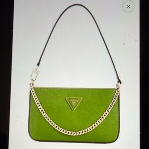 GUESS Lime Green Chain-Accent Shoulder Bag